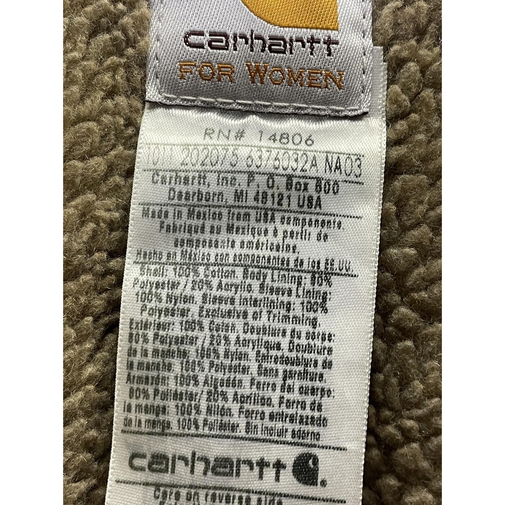 Carhartt Jacket Womens L Brown Canvas Insulated Lined Full Zip Pockets WJ022 DKB - Picture 8 of 10